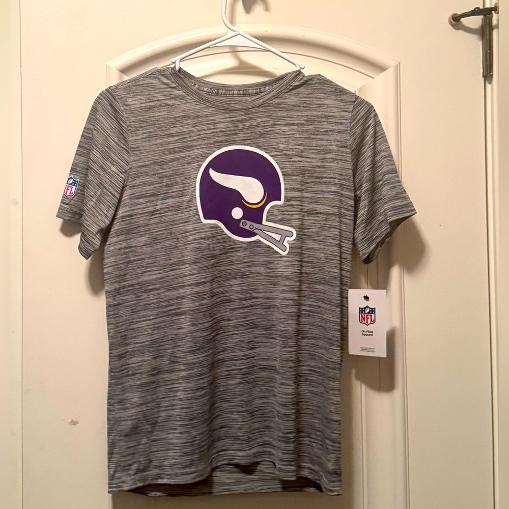 Minnesota Vikings Youth Heather Gray Nike Dri-Fit Shirt with Helmet NWT